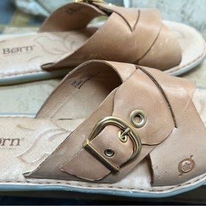 Born Nude Leather Sandals Flat Shoes Women's Size 10 Medium